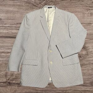 Saddlebred Seersucker Blazer Blue White Stripe